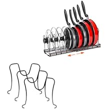ROOHUA Pot Rack -Expandable Pan Organizer for Cabinet,Pan Organizers Inside Cabinet for Kitchen Cabinet Cookware Baking Frying Rack