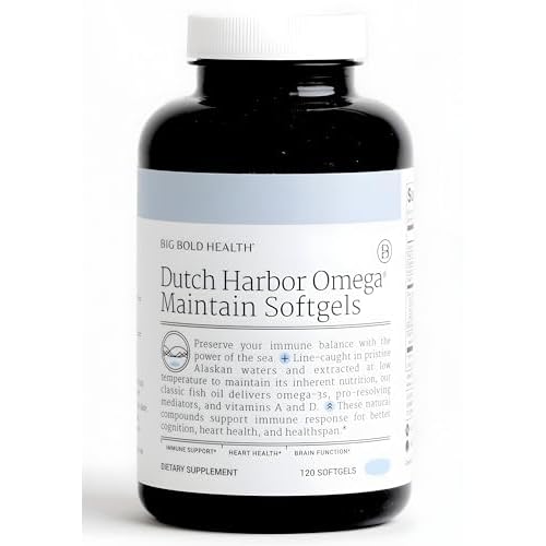 BIG BOLD HEALTH Dutch Harbor Omega Maintain Softgels - Premium Alaskan Cod Liver Oil 120 Count - Sustainably Sourced Omega-3 Supplement with EPA, DHA, DPA - Natural Vitamins A & D - MSC Certified