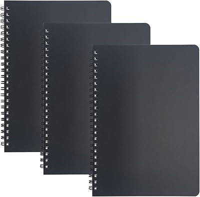 Spiral Notebook, Journal Notebook, 3Pack, Blank Paper, 6 x 8, Black