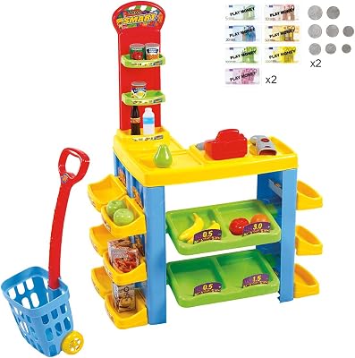 Playgo Battery Operated My Supermarket & Trolley Set 76 Piece Pretend Play Children Shopping Activities