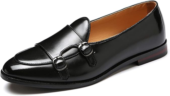 Santimon Italy Luxury Monk Strap Wedding Dress Shoes for Men Leather Handmade Shoes
