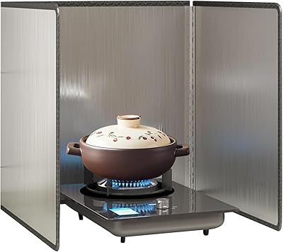 Cooktop Oil Baffle, Non-Stick 3 Sided Splatter Guard For Stove Top And Frying Pan, 2 Sided Foldable Stainless Steel Splatter Guard Oil Splash Guard, Backsplash for Stove Frying Pan Splatter Guard40x4