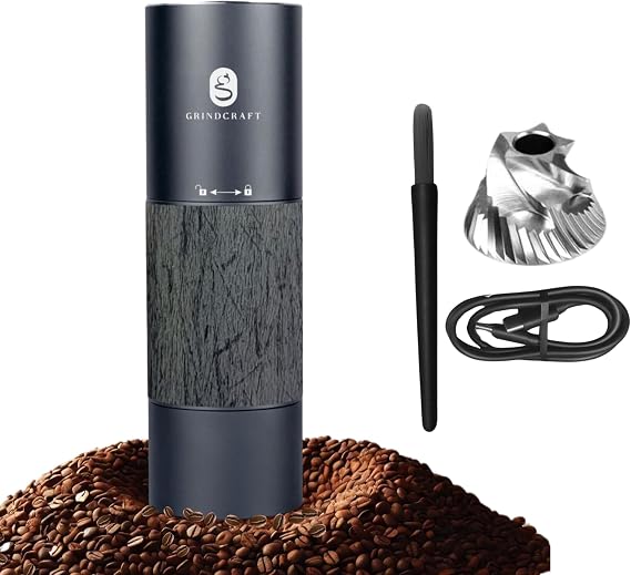 Electric Coffee Grinder, Premium Stainless Steel Burr Coffee Grinder, Espresso Grinder Electric, Portable Grinder, Perfect Coffee Brew for Home, Travel, Camping and Office (Gray)