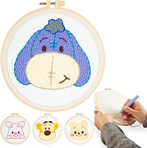 Nuvimagic - Punch Needle Kit for Beginners & Adults - Complete DIY Punch Embroidery Kit with 4 Unique Patterns - Perfect Needle Punch Kits for Creative Art
