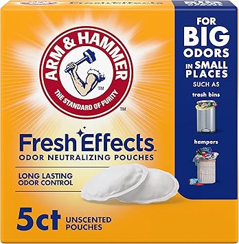 ARM & HAMMER Fresh Effects Odor Neutralizing Baking Soda Pouches, Long-Lasting Fragrance-Free Odor Absorber for Shoes, Cars, Home & Small Spaces, 5 Count